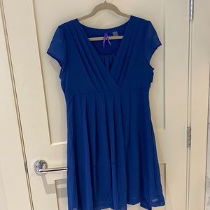 Seraphine Blue Pleated Maternity Dress